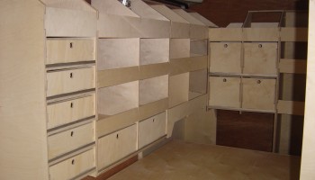 Wooden internal van racking with wooden drawers