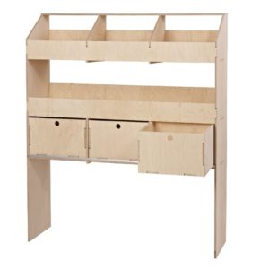 3 pigeon hole unit with 1 open shelf & 3 drawers  - 300mm depth  VL100/G/3 Birch plywood