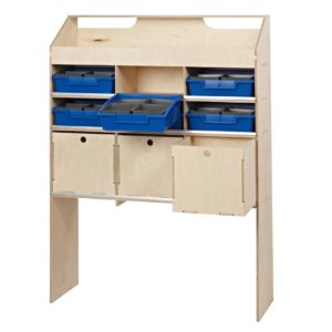Birch Ply Wooden Van Racking Unit VL100/J/3 Van Guard - 3 drawer unit with 1 open shelf & 6 blue trays - 300mm depth